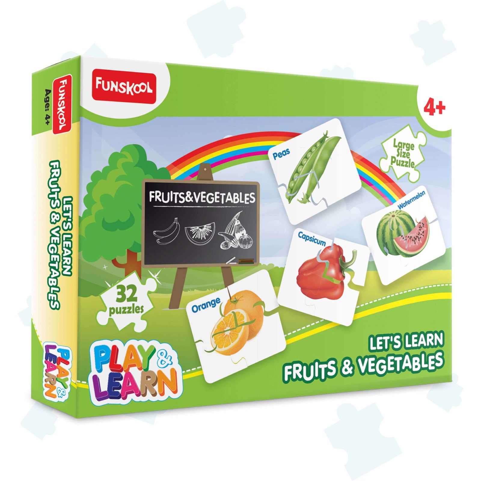 Let’s Learn Fruits & Vegetables Puzzle – 2-in-1 Educational Jigsaw for Kids (3+ Years)