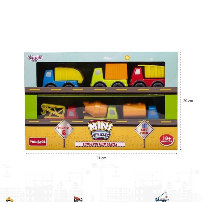 Funskool Mini Construction Vehicles Playset - Giggles Brand (For Kids 18+ Months)